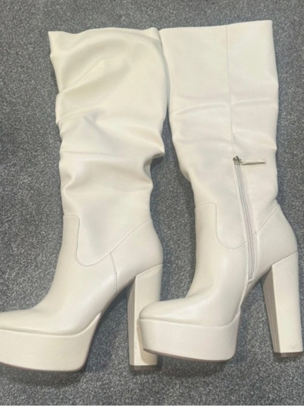 White Platform Knee-High Women's Boots